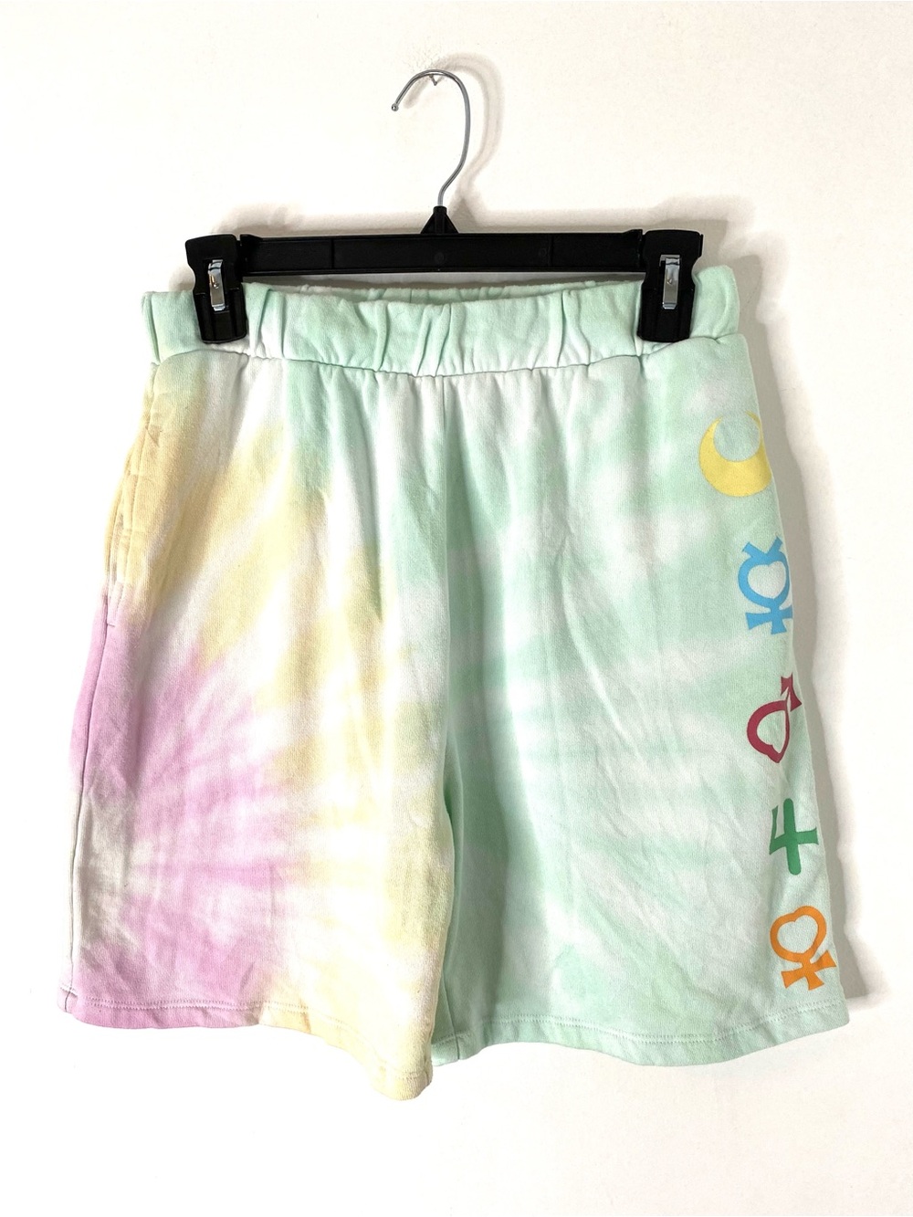 Sailor Moon Pastel Tie Dye Planet Symbols Sweat Shorts